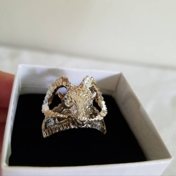 Sterling Ram Statement Ring - Picture 3 of 10